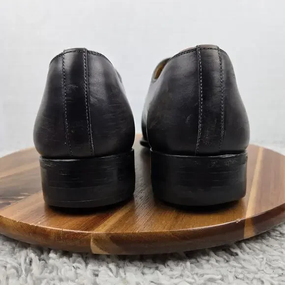 Magnanni Saks Fifth Avenue Men 9M Efren Gray Patina Monk Strap Loafer Dress Shoe